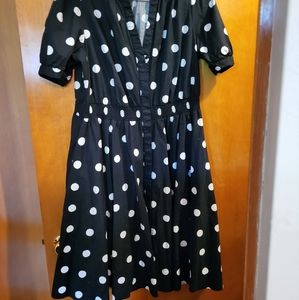 Cute b&w polka-dot swing dress plus size